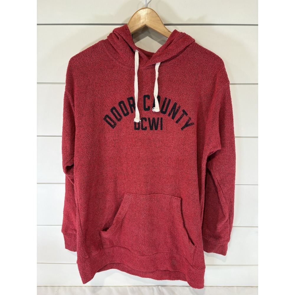 Vintage Door County Hoodie Size‎ Medium M Red Sweatshirt Pullover Wisconsin Y2K
